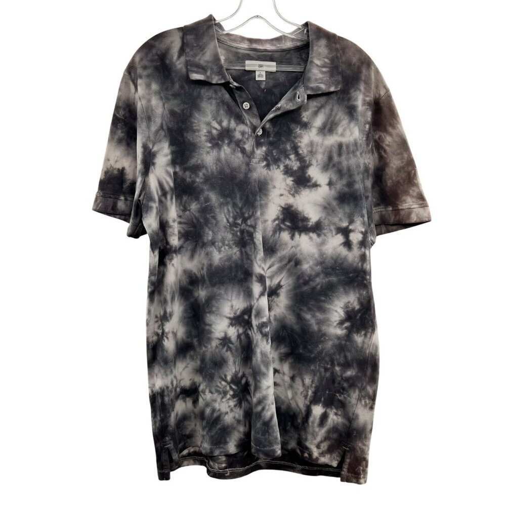 BP. Men's Tie Dye Polo Shirt Gray/White Size Large